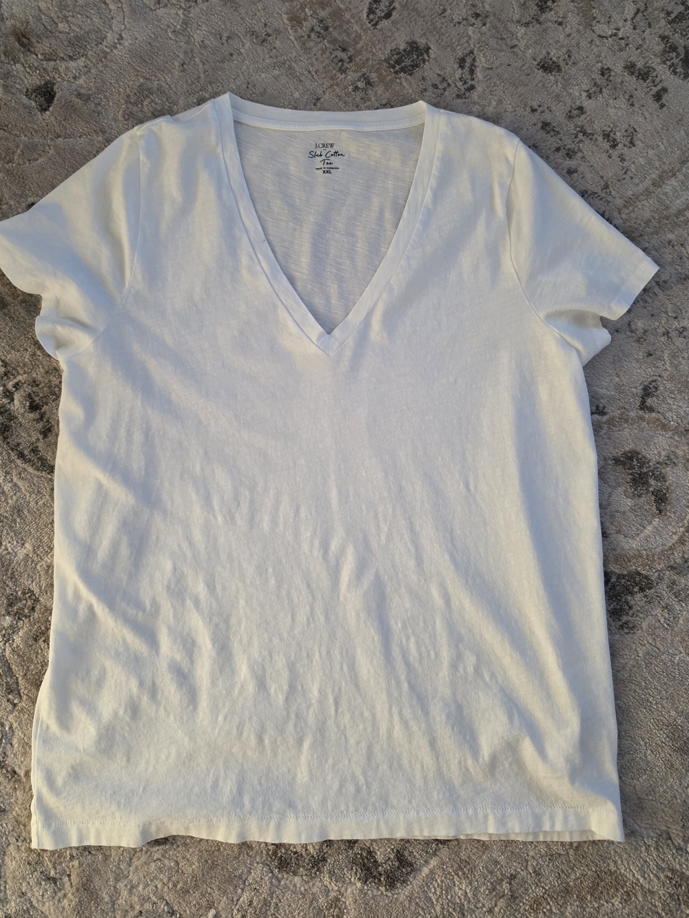 J. Crew Wonens White V-Neck Short Sleeve Tee Shirt